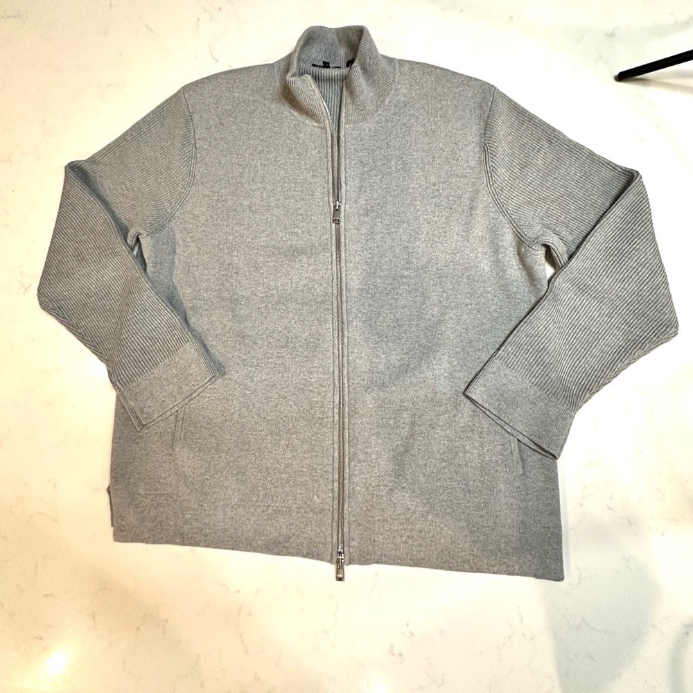 THEORY - Gray Double Zip Up Sweater - Sz. XXL